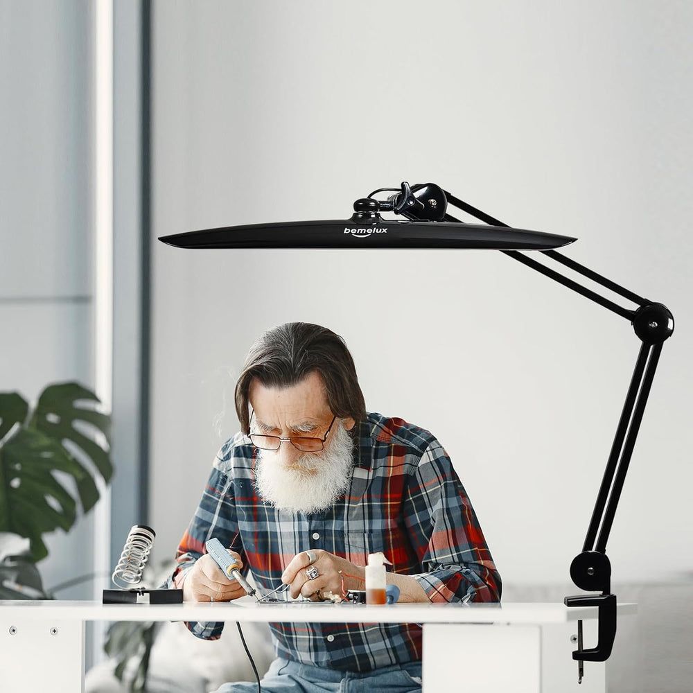 20-Inch LED Desk Lamp with Clamp, 24W 2200LM, Black