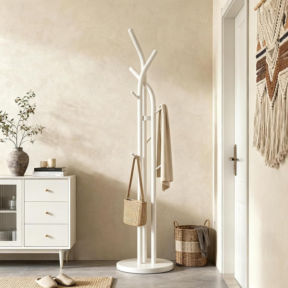 Solid Wood Coat Rack Freestanding Wood Coat Tree Rack with 9 Hooks, Creative ...