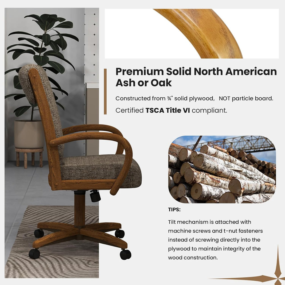 Chromcraft Baylor Swivel-Tilt Caster Dining Chair - Chestnut - Earth - 6pc