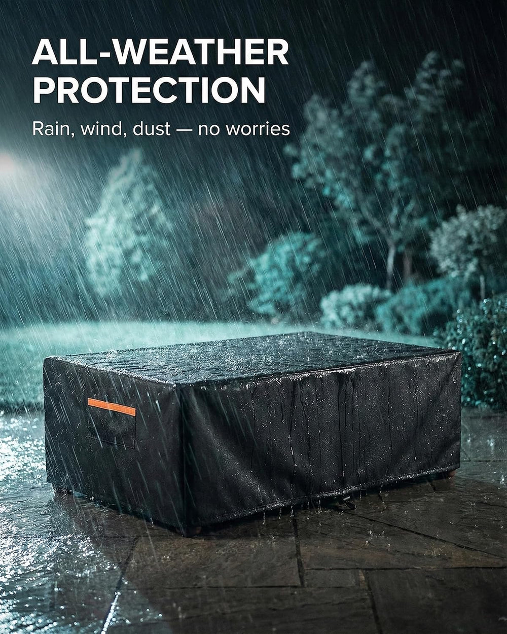 Outdoor Coffee Table Cover Waterproof, 600D Heavy Duty, 48x28x16, Black