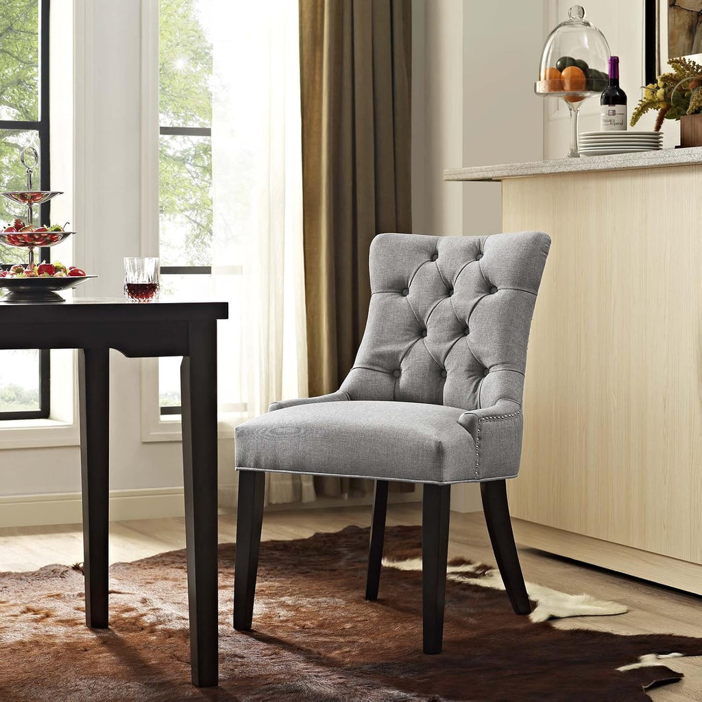 modway regent button tufted upholstered fabric dining chair, close-up detail
