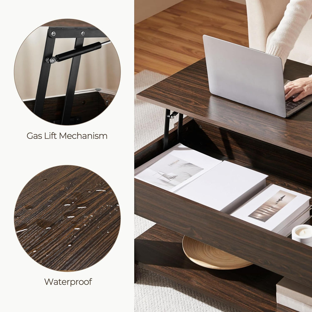 Yaheetech Lift Top Coffee Table with Hidden Storage & Shelf, Espresso,38....