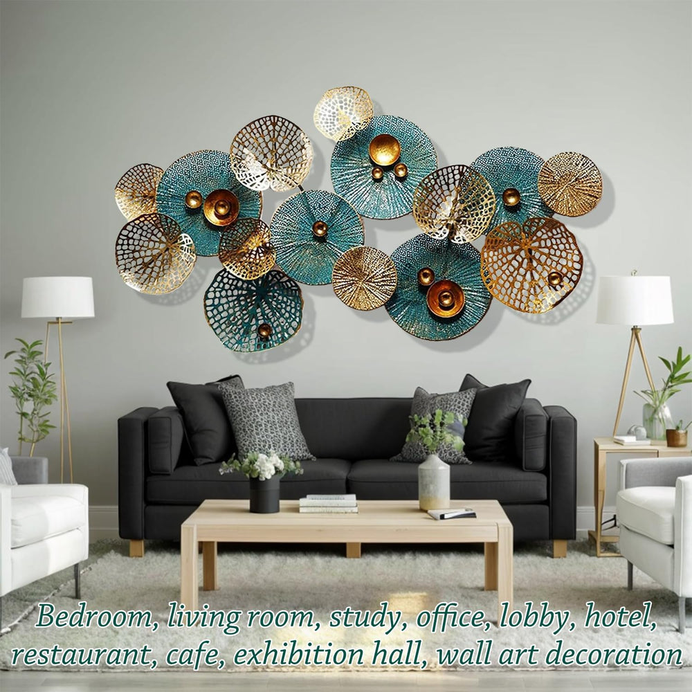 edaknez Large Metal Wall Art, 50"x26" Metal Lotus Leaf Flower Wall ...