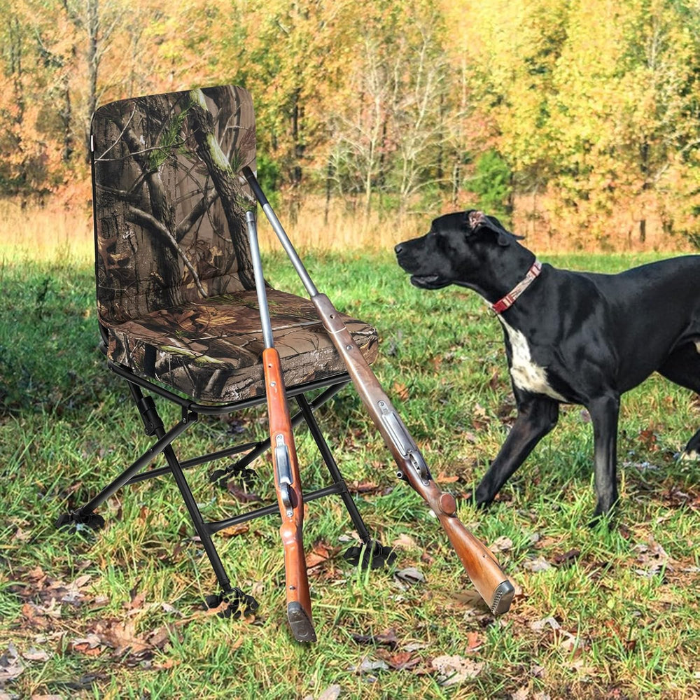GYMAX Hunting Chair, 360 Degree Swivel Hunting Blind Chair w/ 3’‘ Oversized D...