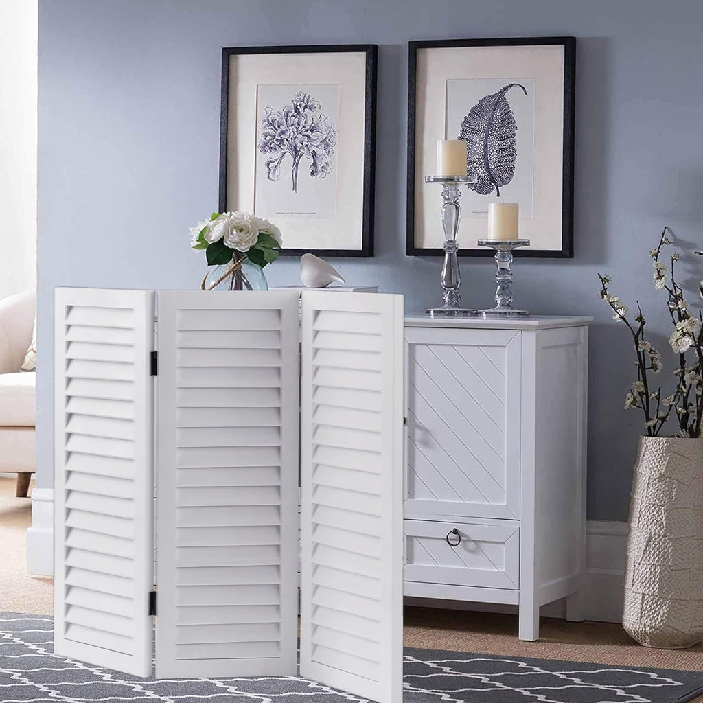 SOFE 2.6ft White Short Room Divider, 3-Panel Folding
