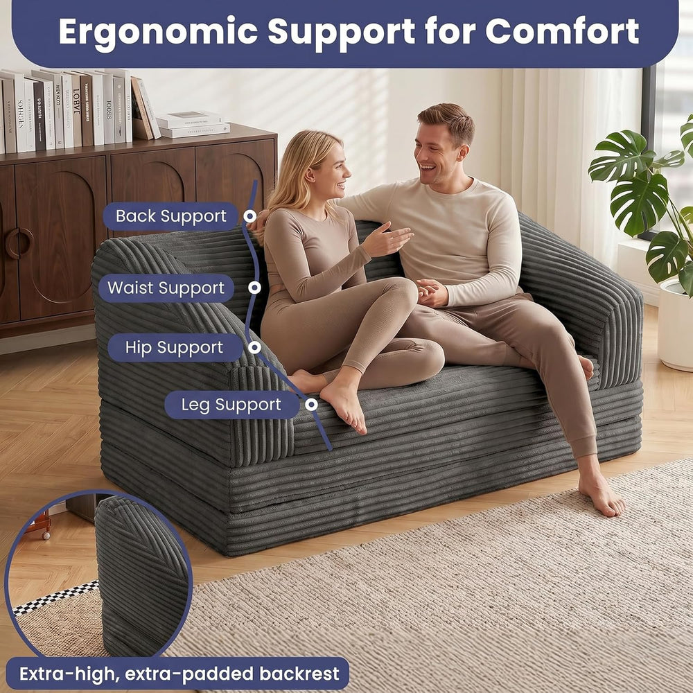 JUIKURY Convertible Sofa Bed, 3-in-1 Foldable Loveseat Couch with Armrest, Co...