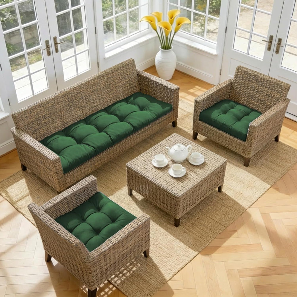 Wicker Chair Cushions of 3 Pieces, Waterproof Cushions for Patio Furniture, T...