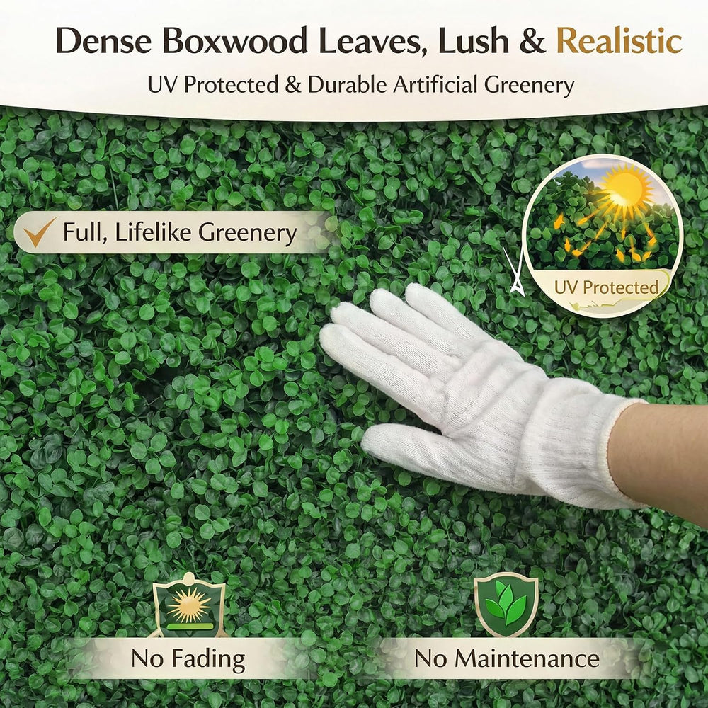 Crowye 48 Pcs 10 x 10 Inch Grass Wall Panel, Artificial Boxwood Wall Panels
