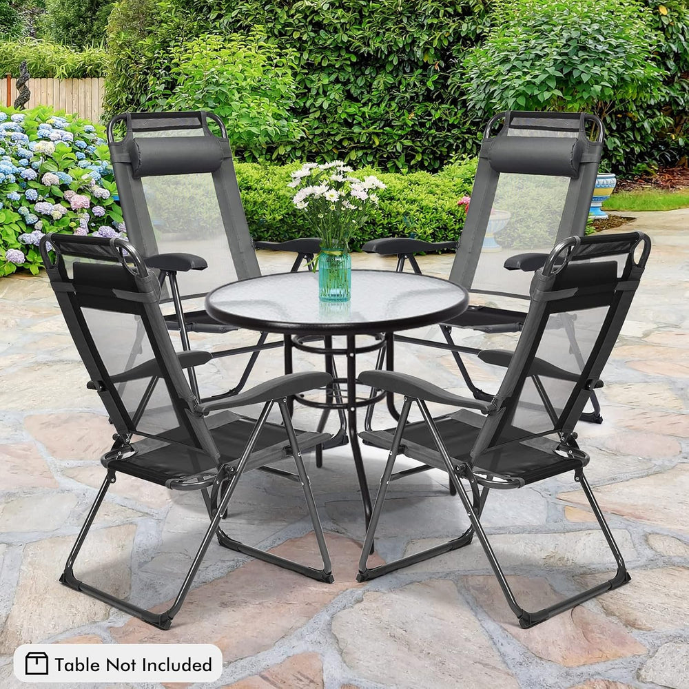 Tangkula Folding Patio Dining Chairs Set of 4, Portable Patio Chairs with 7 L...