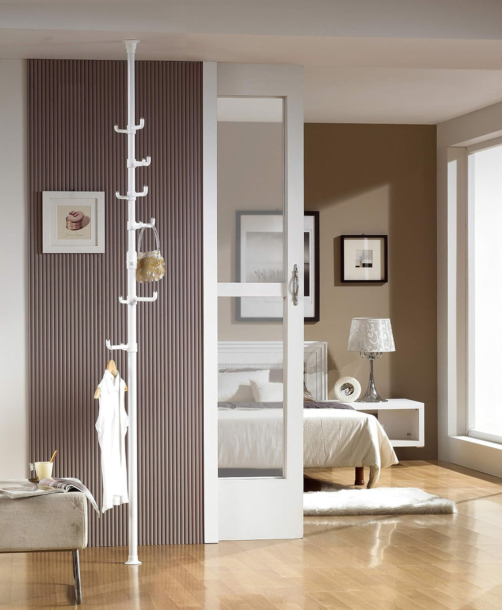PRINCE HANGER Vertical One-Touch Pole Coat Rack — 6 Independent Rotating Hook...