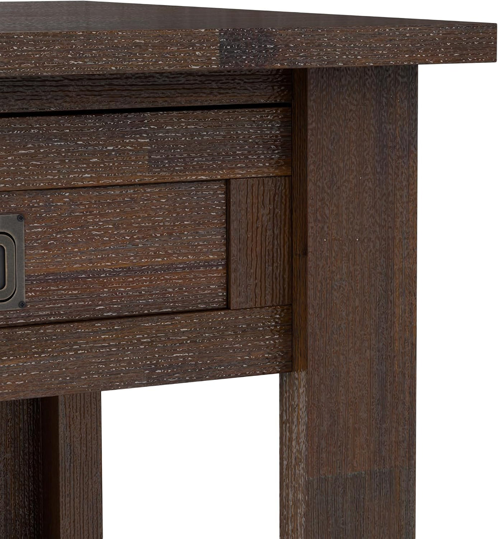 SIMPLIHOME Monroe 22" Wide Solid Wood End Table in Charcoal Brown