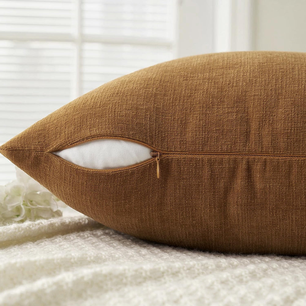MIULEE Bronze Chenille Couch Euro Throw Pillow Covers, 26x26