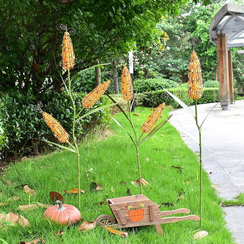 Metal Corn Garden Stake Decorative Outdoor Fall Yard Stake for Outside