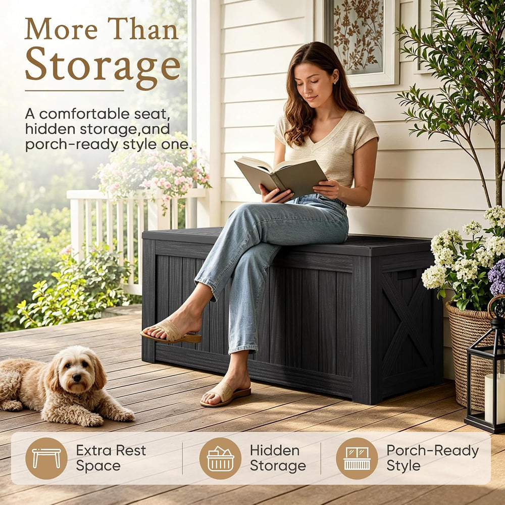 Devoko 120 Gallon Deck Box Resin Outdoor Storage Box Waterproof