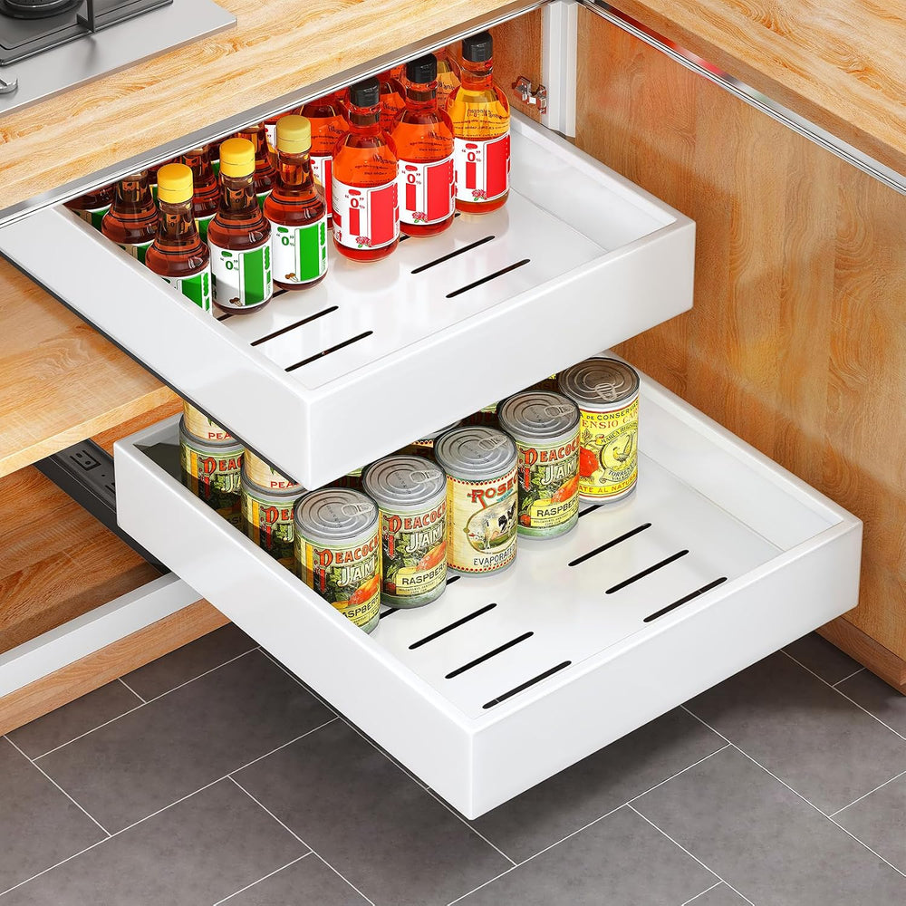 Pull out Cabinet Organizer, 21"Deep, Heavy Duty Full-Extension Slide out...