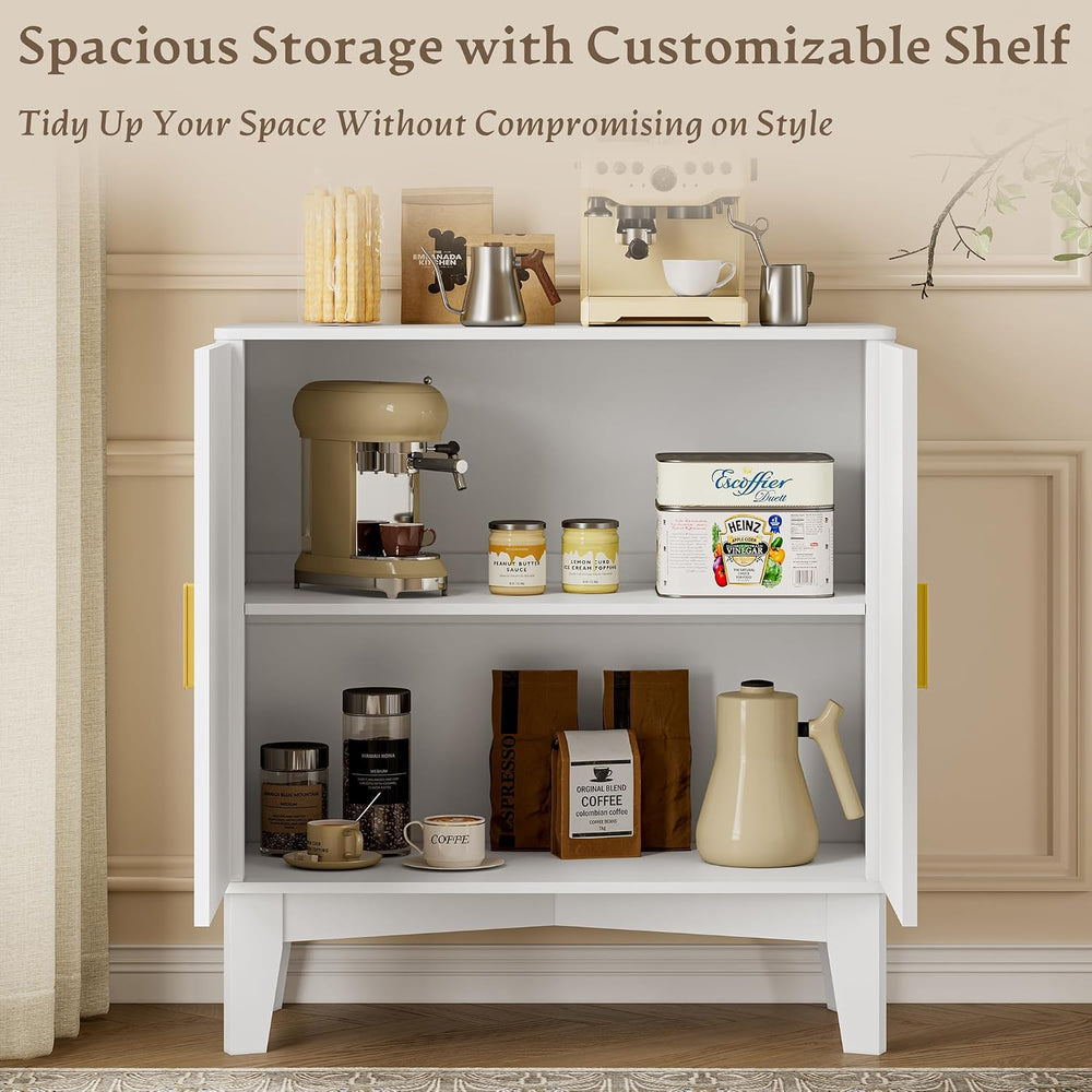 BORNOON Fluted Storage Cabinet with Doors and Adjustable Shelf Sideboard