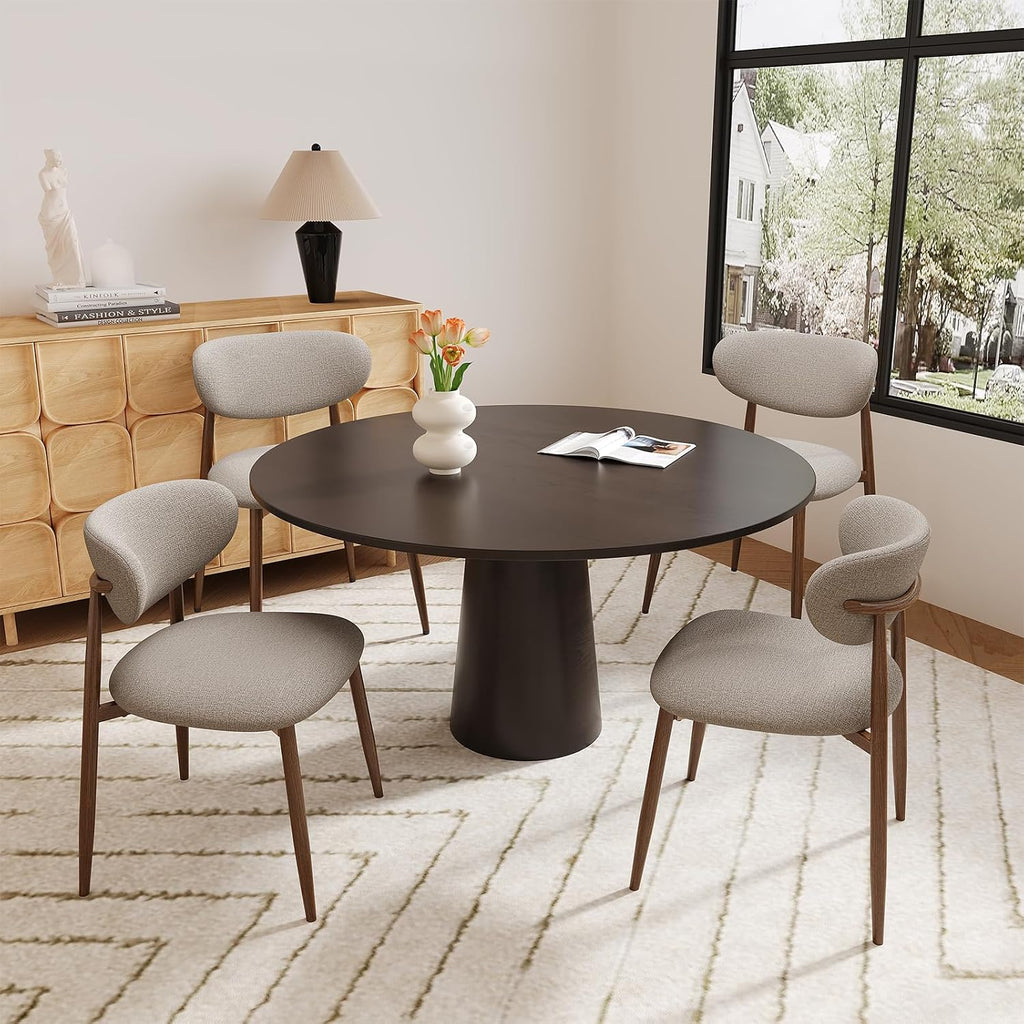 MALOL Upholstered Dining Chairs Set of 4, Curved Back Kitchen Chairs with Metal Legs and Anti Slip Pads, Dining Room Chair for Home and Restaurant, Camel