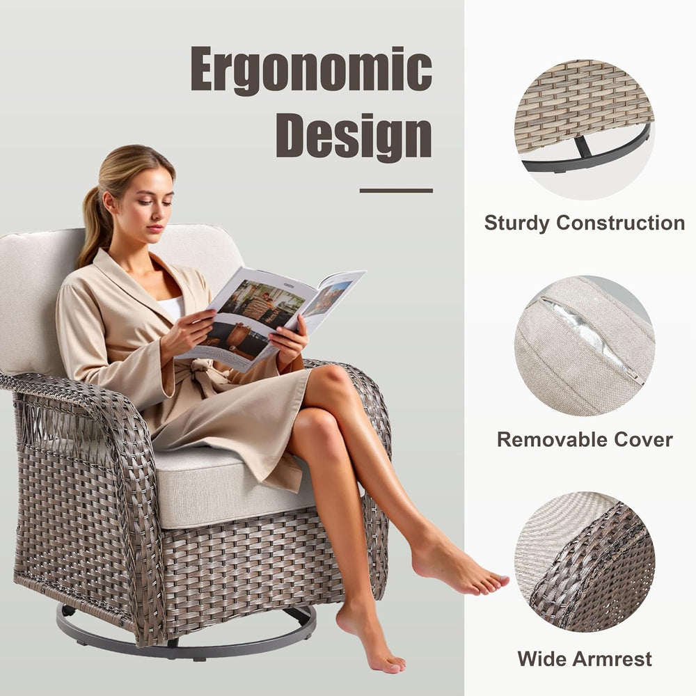 Wicker Swivel Rocker Patio Chairs, Patio Wicker Chairs Swivel Rocker Set of 2...