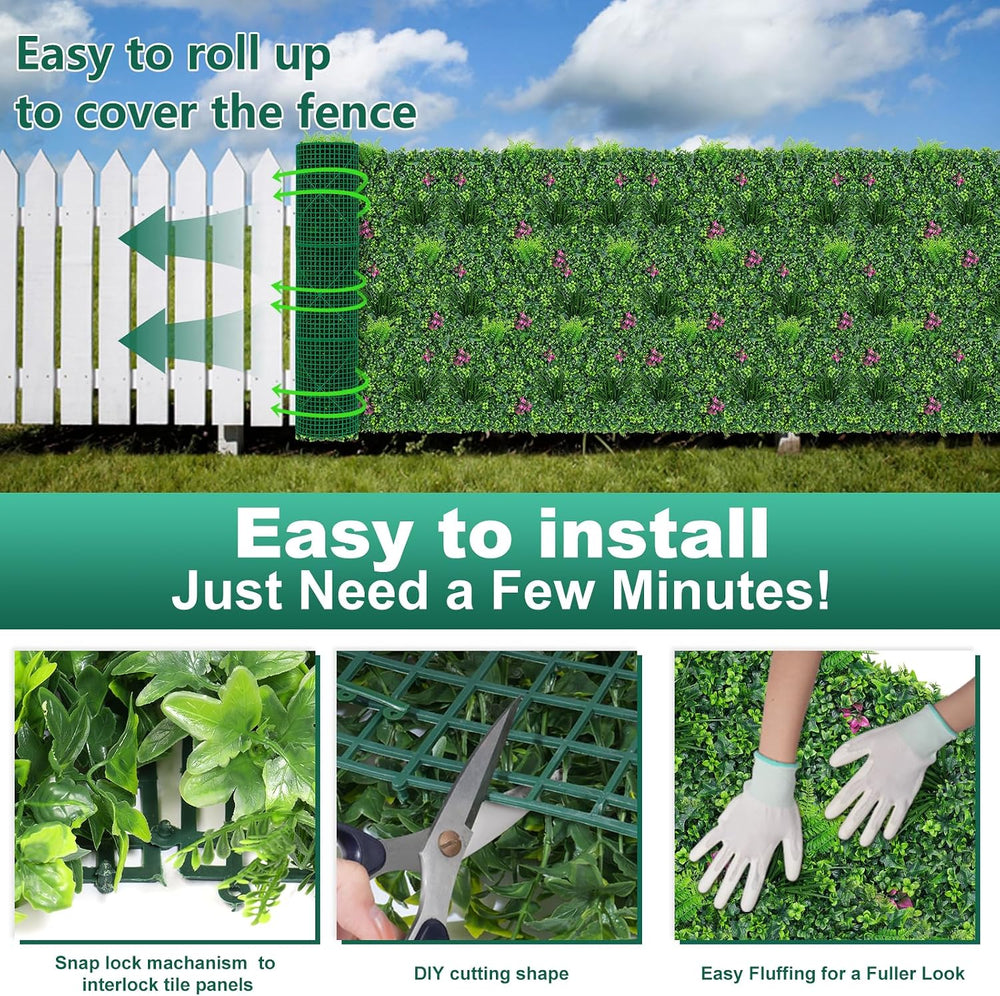 Yangrass Artificial Grass Wall Roll with Mint Leaves,40x120 Inch(33.33sqft)