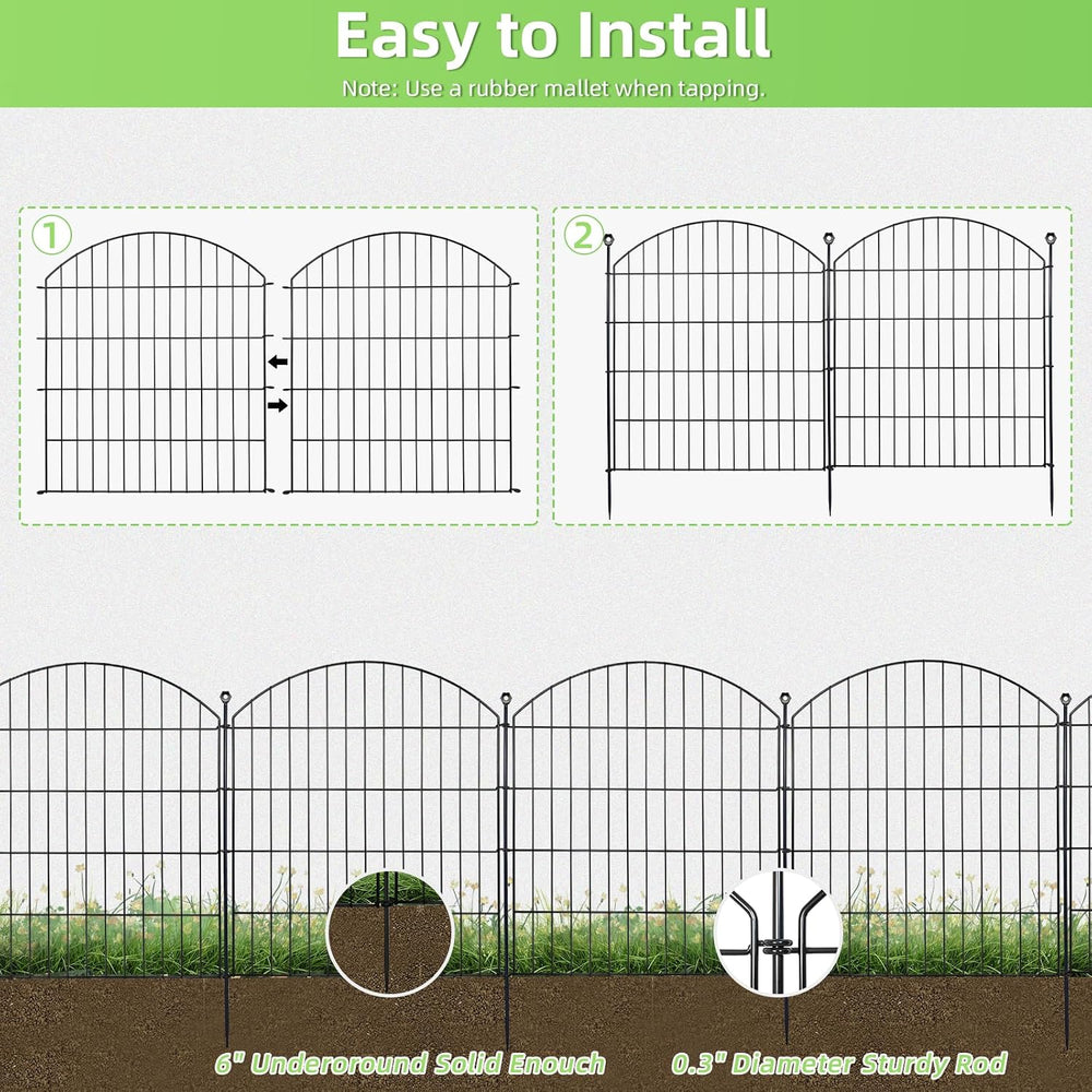 Decorative Garden Fence, 32in (H) x 12ft(L) No Dig Fence with Gate