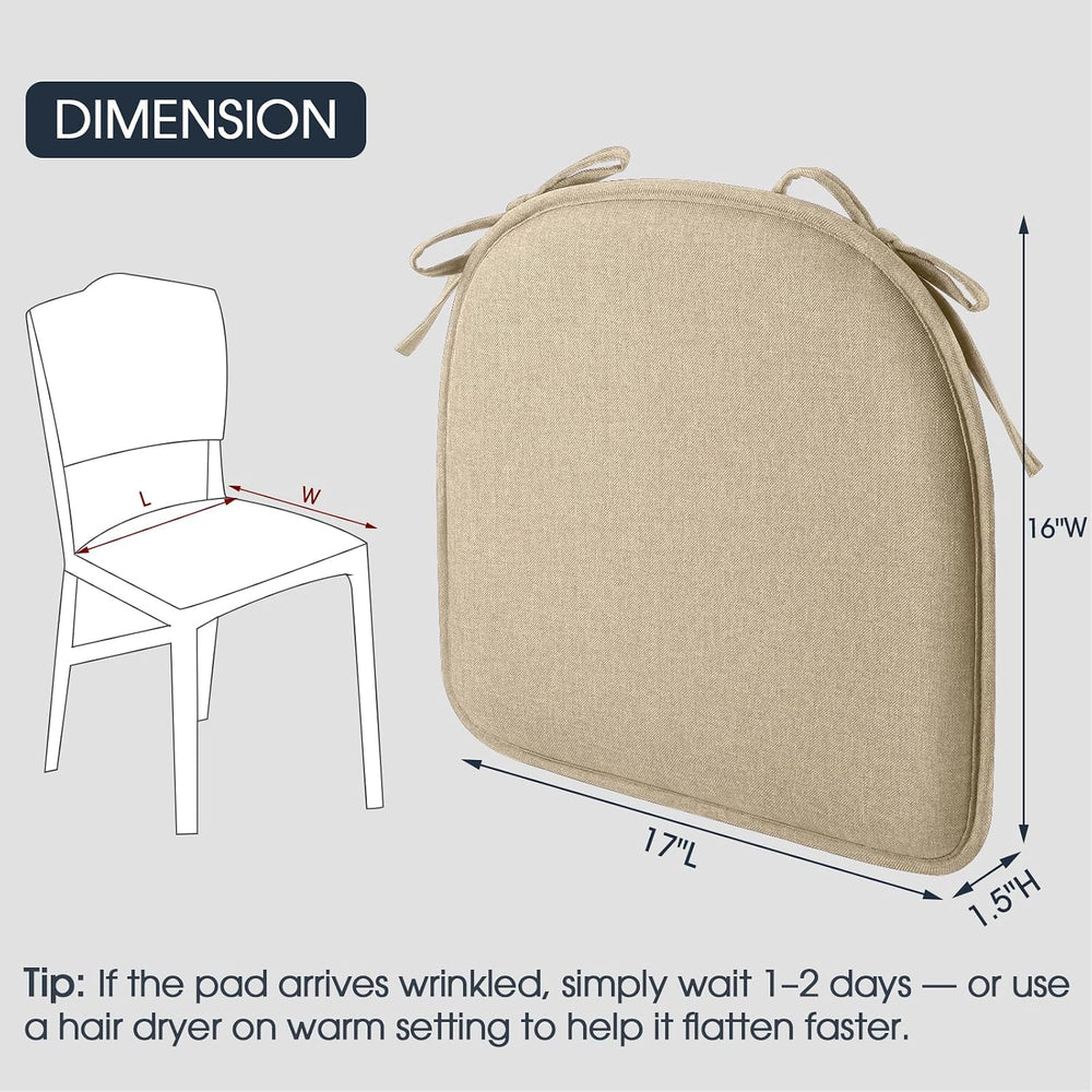 TushGuard Chair Cushions, 4 Pack Memory Foam Chair Pads, Khaki