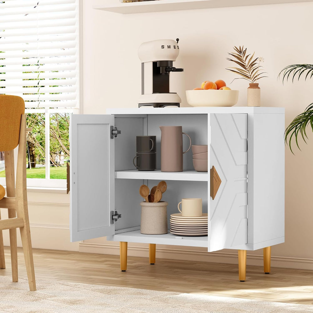 HLR 31.7'' Modern Sideboard Storage Cabinet with 2 Doors, White