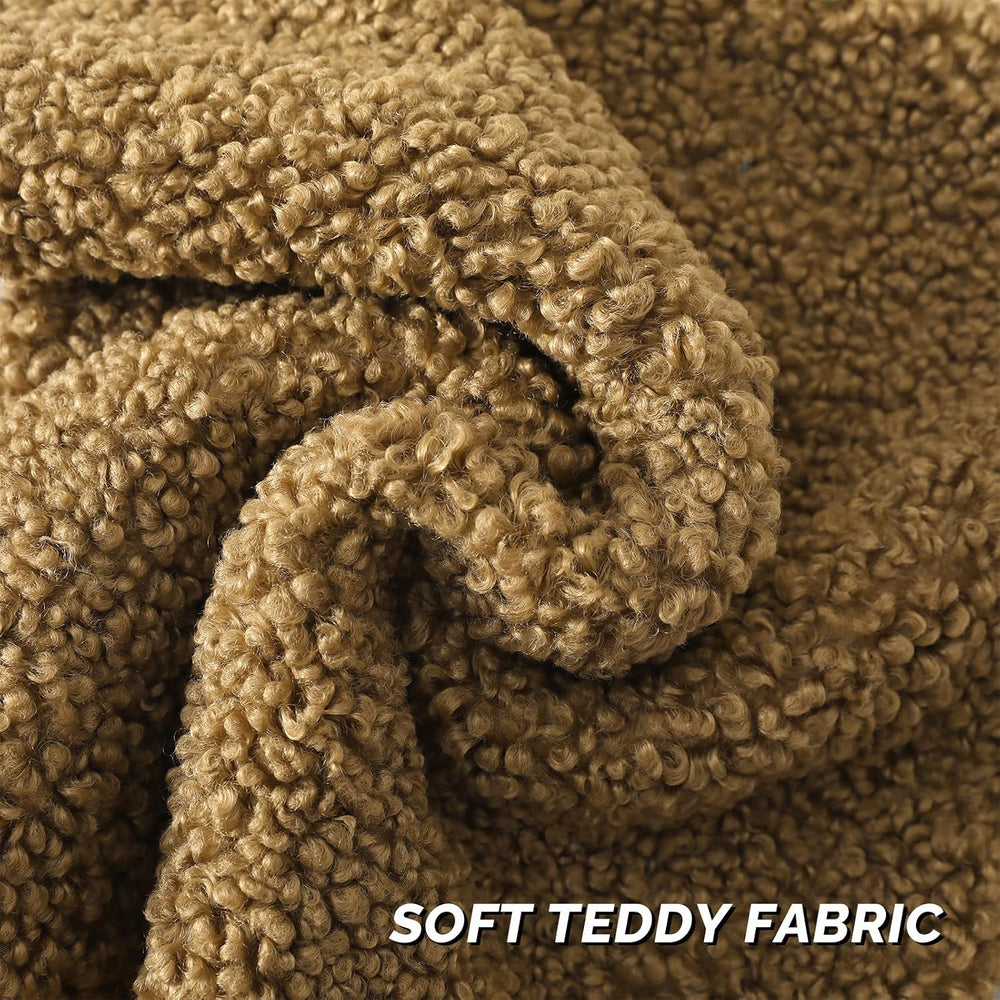FUTEI Pack of 2 Faux Fur Teddy Boucle Pillow Covers 20x20 Inch, Khaki