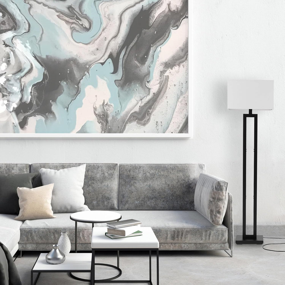Globe Electric 58" Matte Black Floor Lamp with White Linen Shade