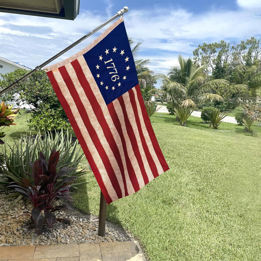 JRED 100% Cotton 1776 Betsy Ross Flag for Outside, 3x5 Tea-Stained 13 Star Co...