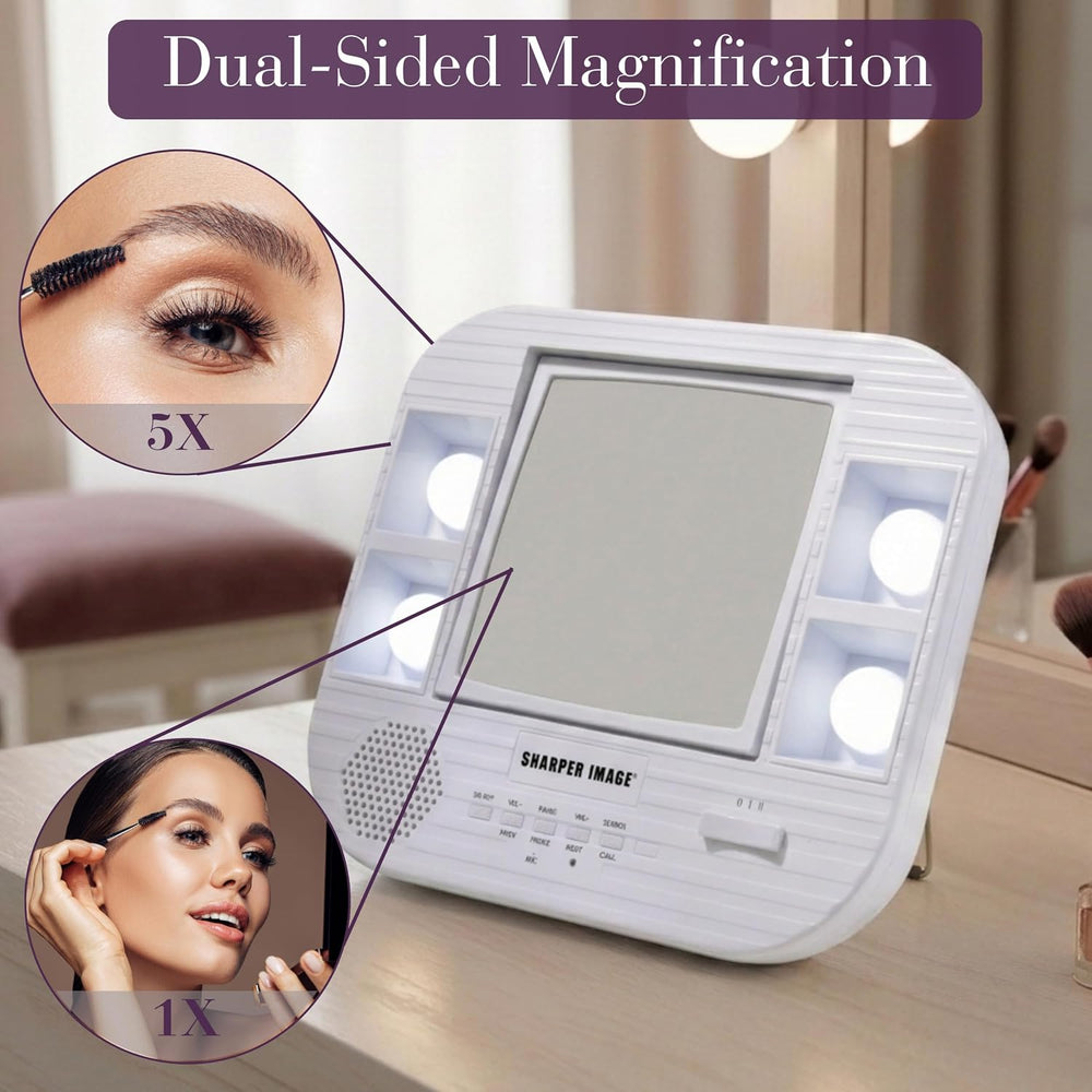 JERDON Lighted Makeup Mirror with 5X Magnification - White - J1025