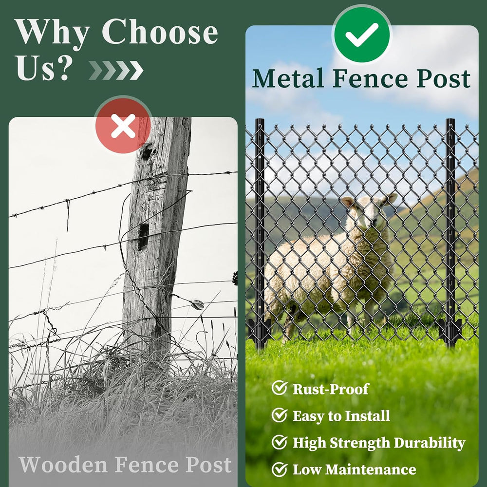 Metal Fence Posts for Wire Fencing,Heavy Duty U Post 4 FT Black