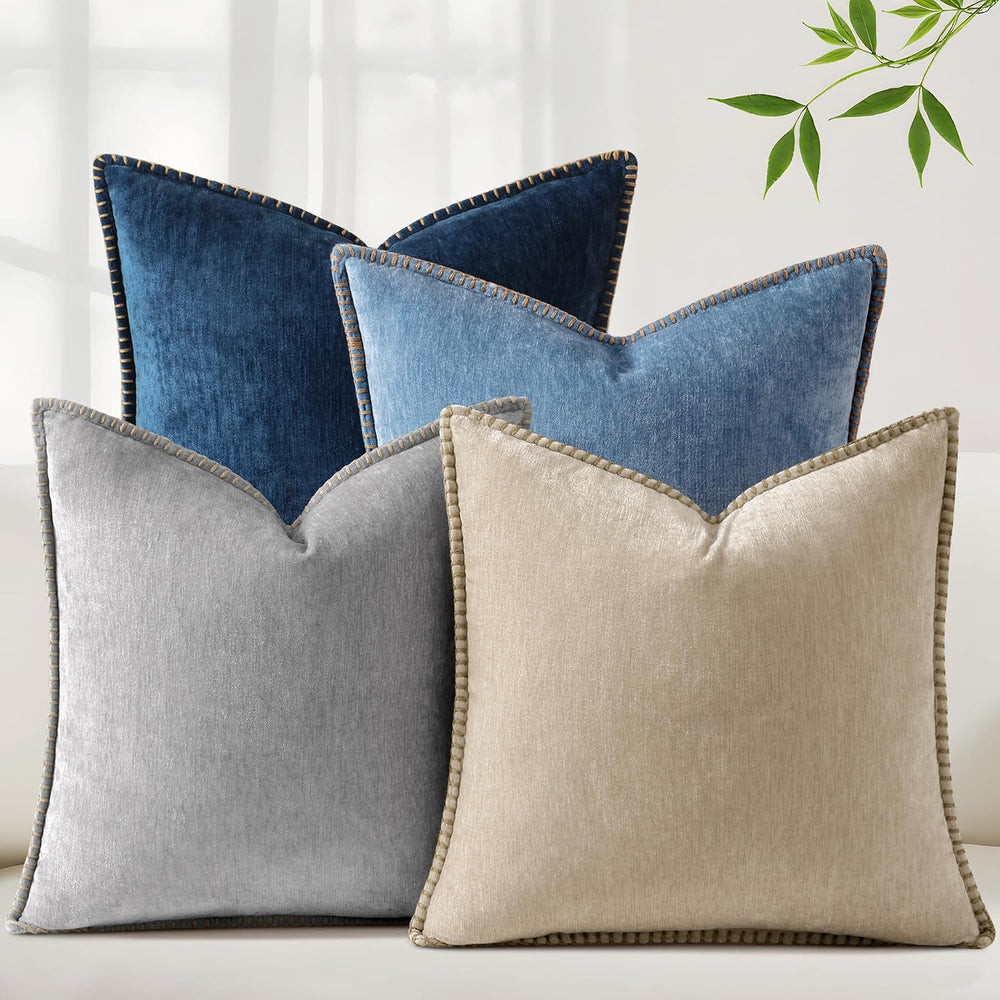 decorUhome Fall Soft Decorative Chenille Throw Pillow Covers 18x18 Set of 4