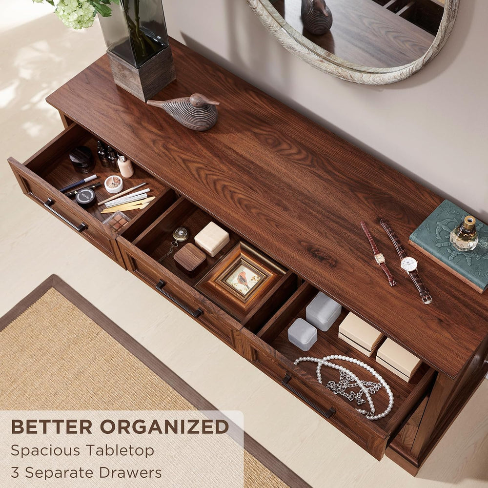 ACCOHOHO 7 Drawer Dresser, 52" Wide Farmhouse Chest for Bedroom, Brown