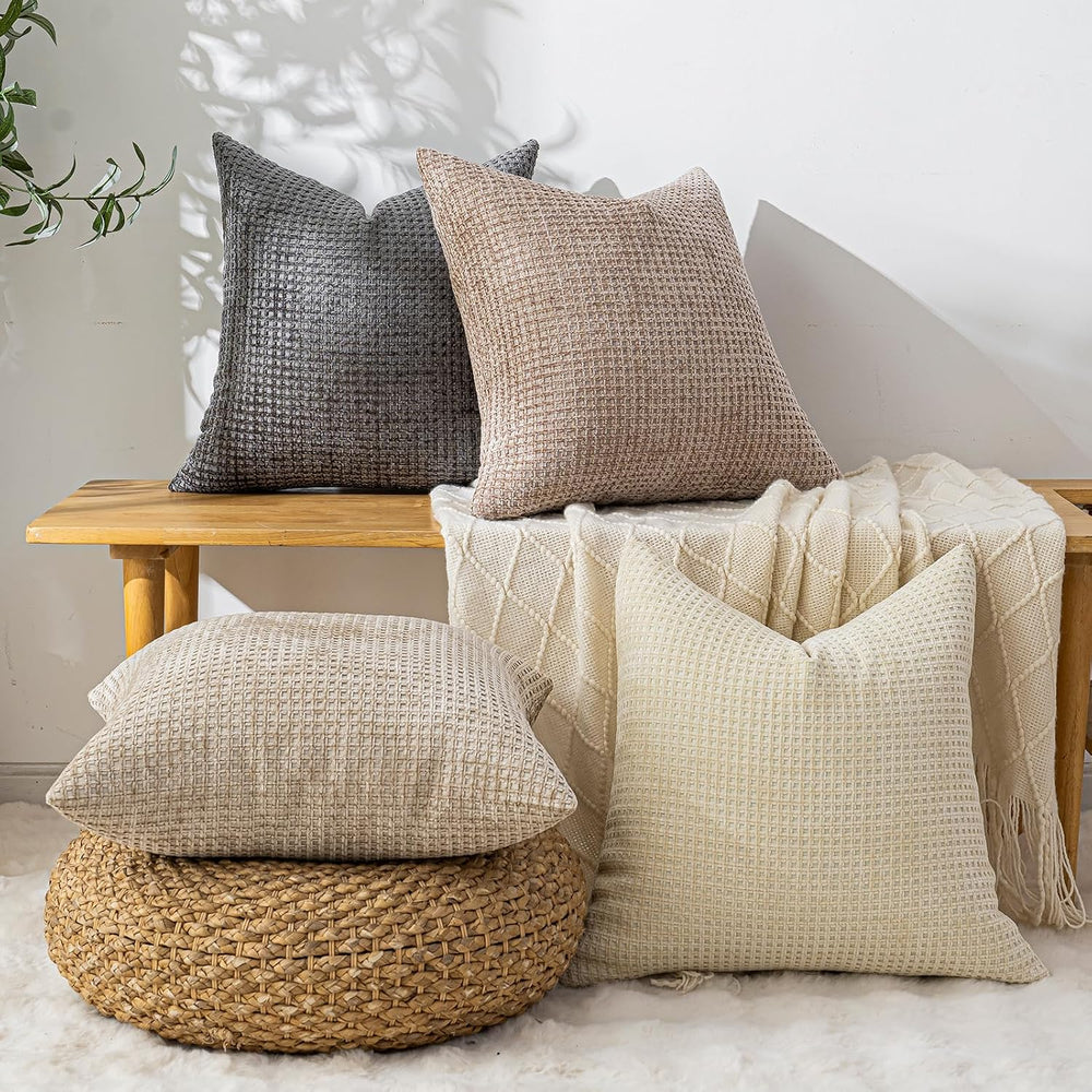 Pack of 4 Throw Pillow Covers 20x20” Boho Cushion Covers for Living Room