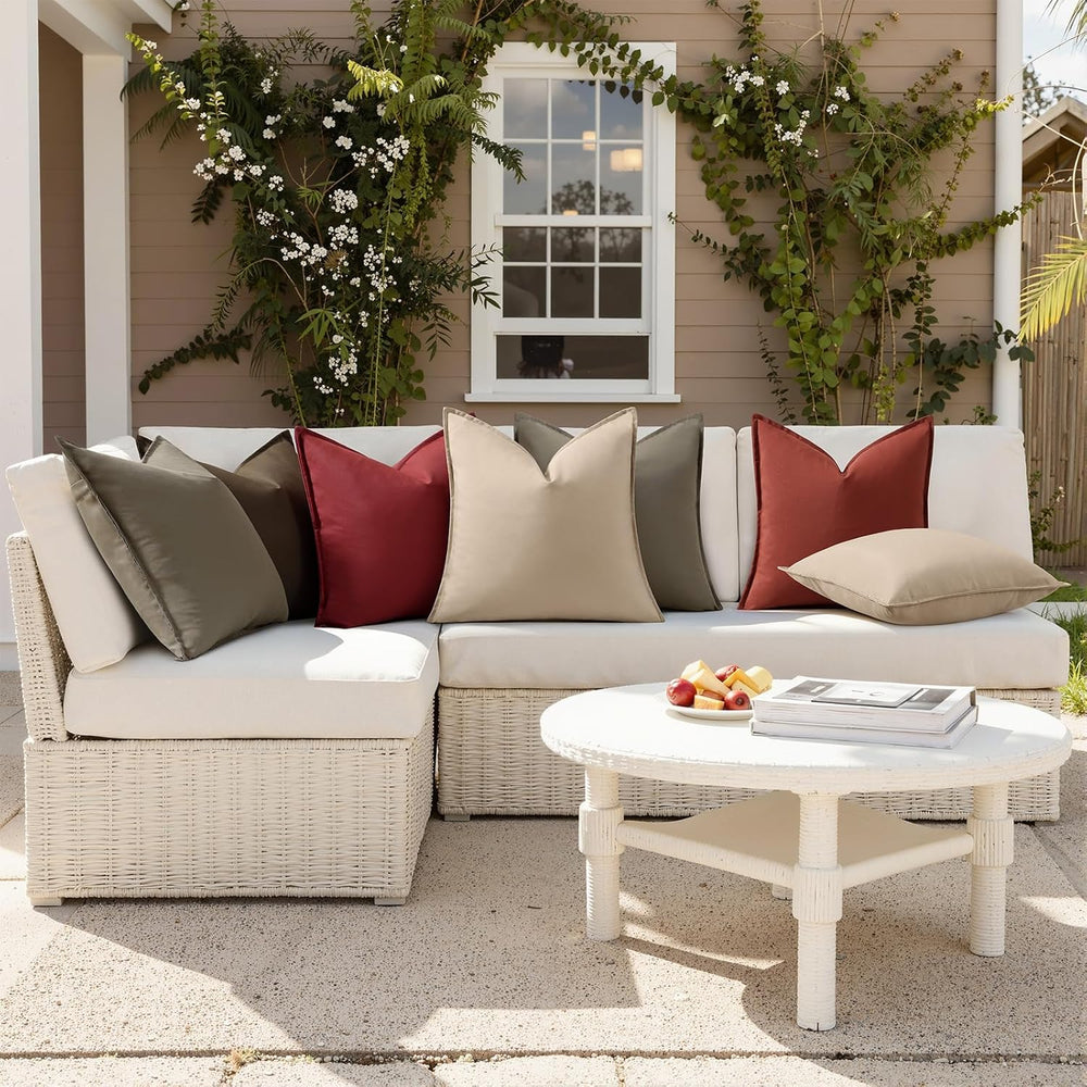 decorUhome Outdoor Waterproof Faux Linen Throw Pillow Covers 24x24 Set of 2