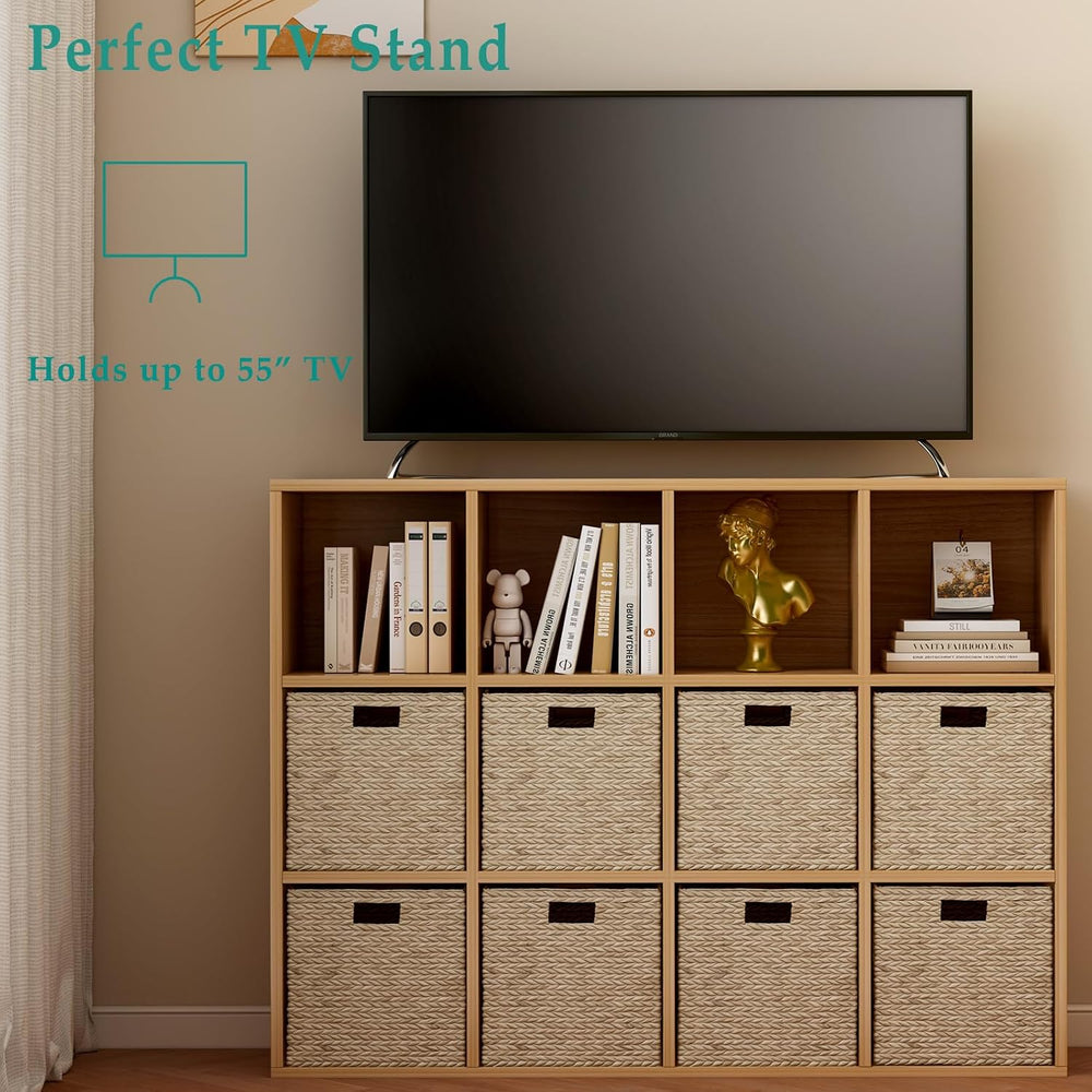 OSCHF 12-Cube Storage Shelf Bookcase, Oak
