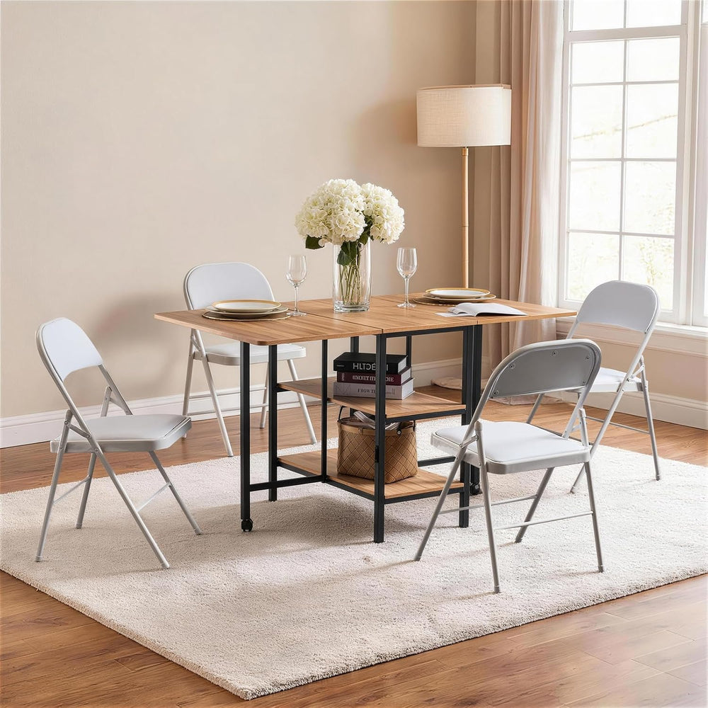 Karl home 6 Pack White Folding Chairs with Padded Seats, 330lbs Capacity