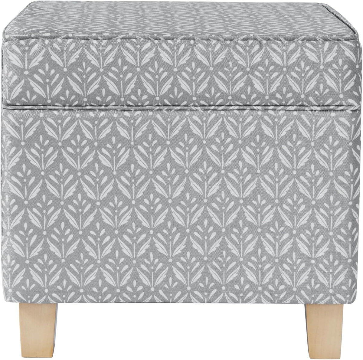 HomePop 18" Classic Square Storage Ottoman - Light Grey Print