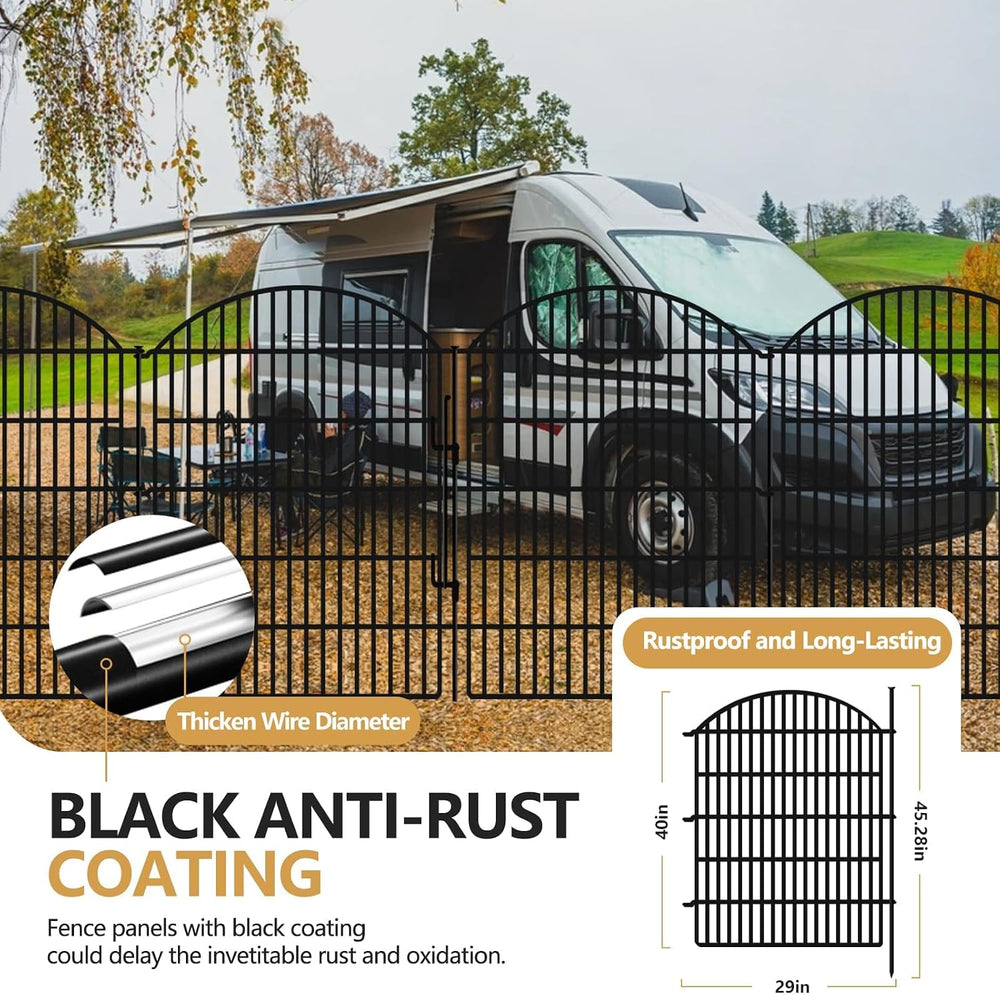 15 Panels Decorative Garden Fence with Lock, 40in (H) X 36.25ft (L) No Dig Do...