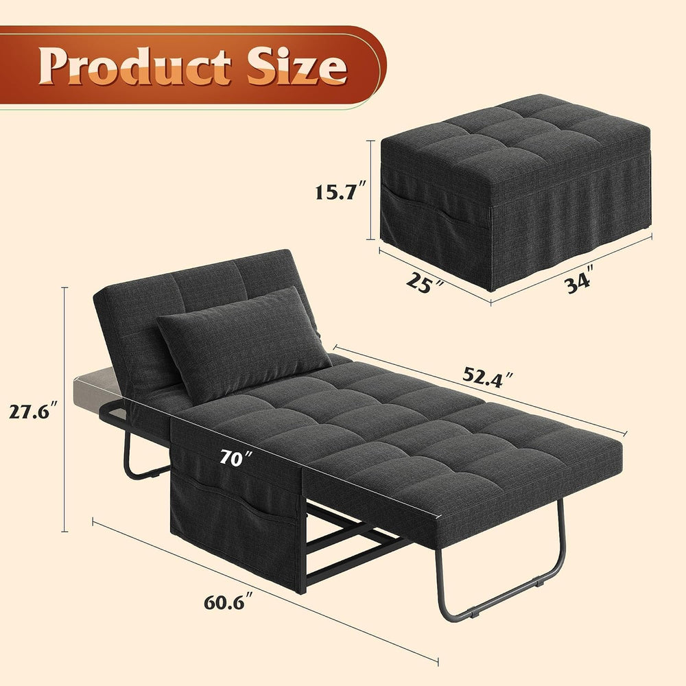 WLIVE Folding Ottoman Bed, 4-in-1 Multi-Function, Convertible Sofa Bed Foot R...