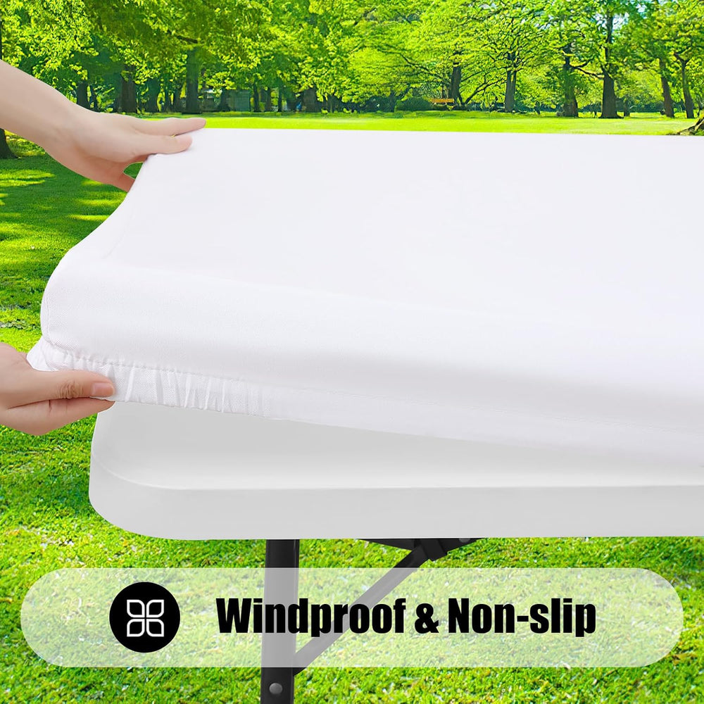 Smiry 4 Pack Elastic Fitted Polyester Tablecloths for 6 Foot Tables