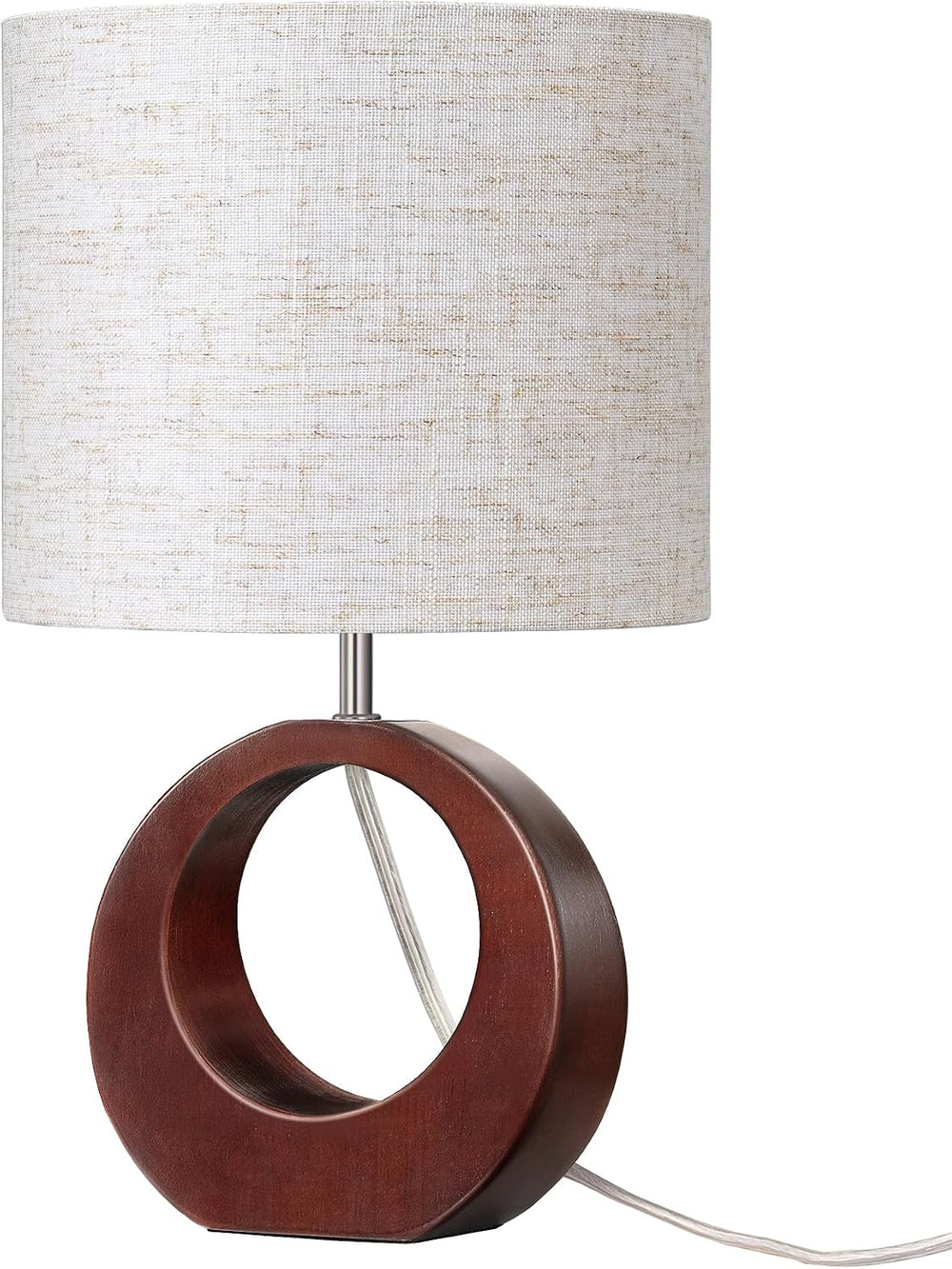 EDISHINE 13.4" Small Wood Table Lamp, ON-Off Switch, E26 Base, Bedroom