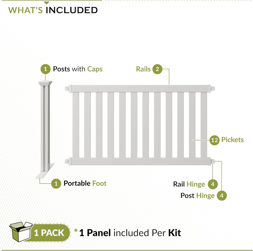 Zippity Davidson Portable Event Fence, White Vinyl Freestanding Kit