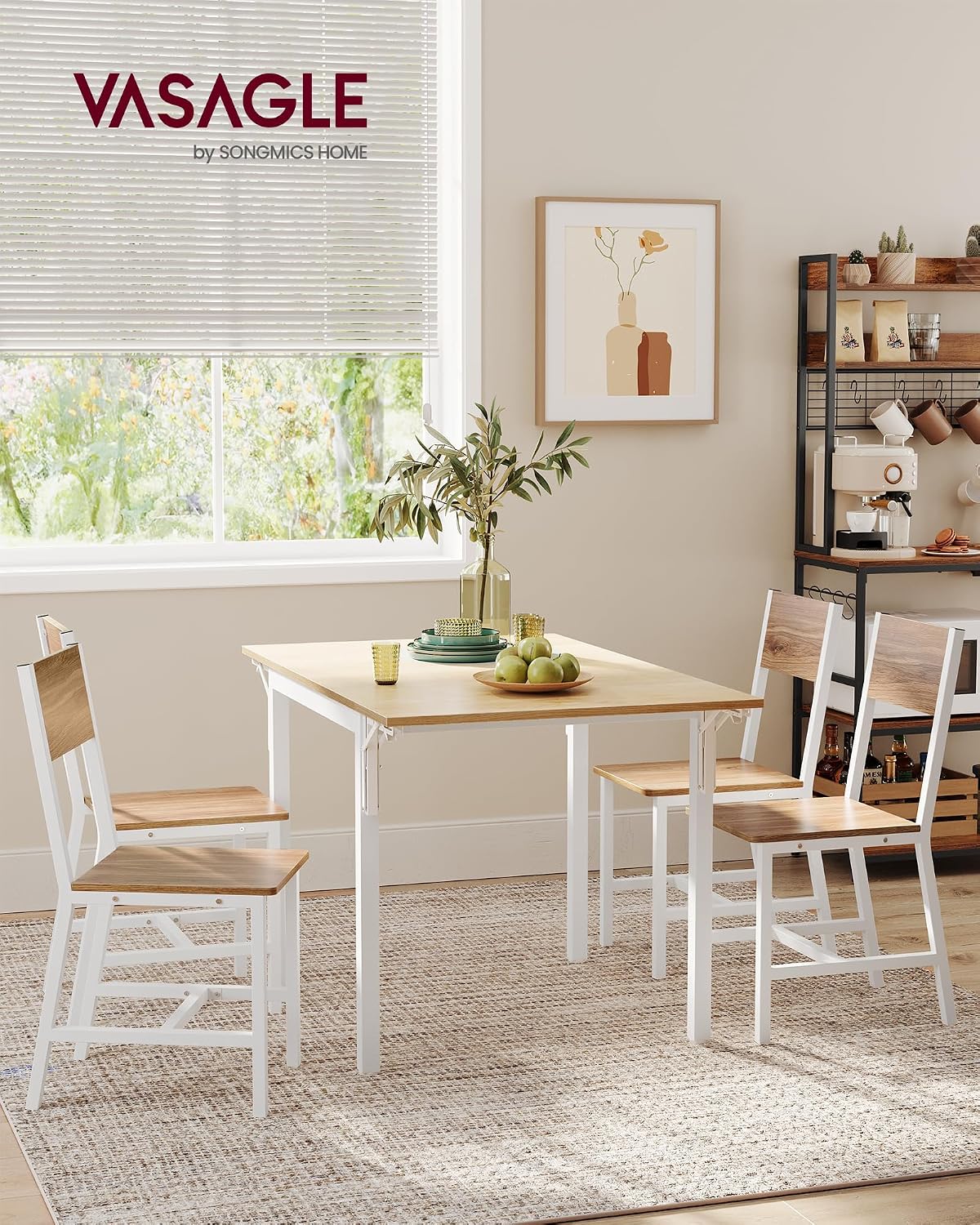 vasagle dining chair set of 2, kitchen chairs, side view