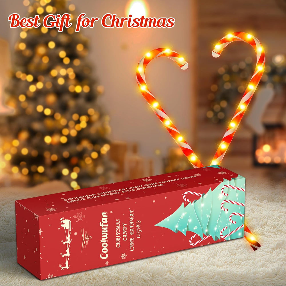 COOLWUFAN 40" Candy Cane Lights for Outdoor Christmas Decorations, Set o...