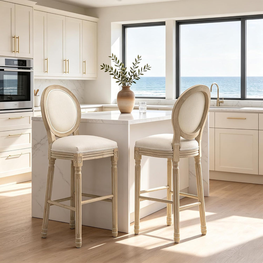 French Country Bar Stools, 30" Farmhouse Counter Height Chairs