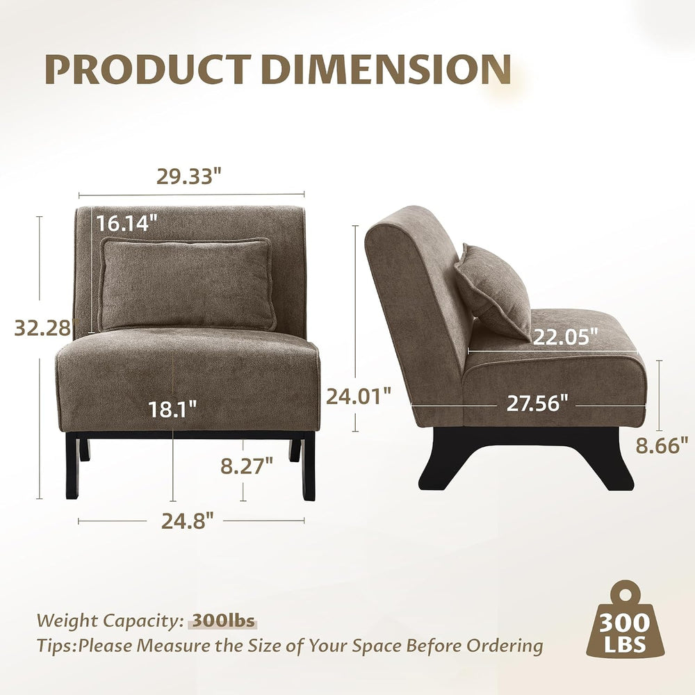 Armless Accent Chairs Set of 2 Upholstered Living Room Side Chairs