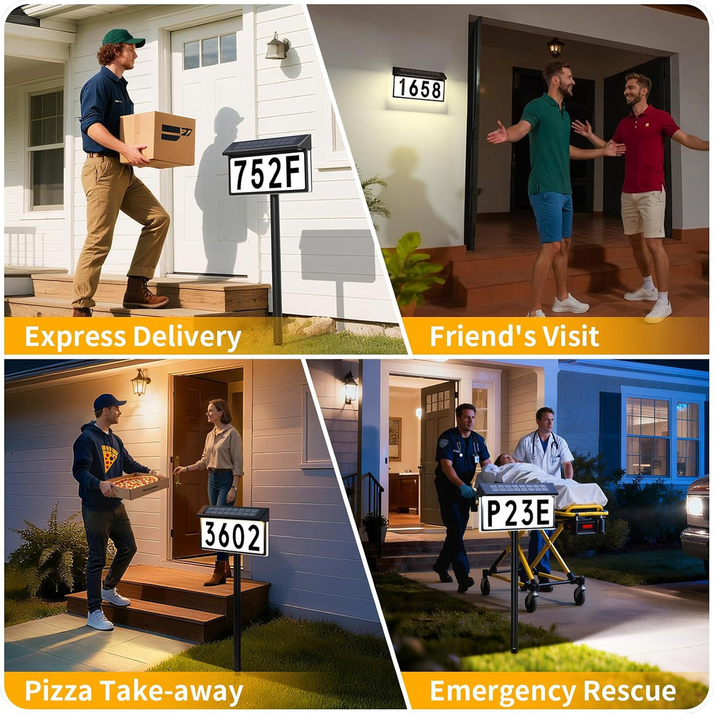 Solar Address Sign, Lighted House Numbers for Outside Waterproof