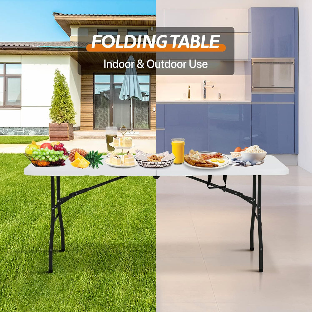 Dkeli Folding Table | 6 ft Folding Picnic Table Portable | Heavy Duty Dining ...