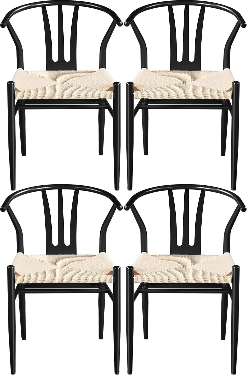 Topeakmart 4Pcs Dining Chairs Metal Legs Armchairs Black